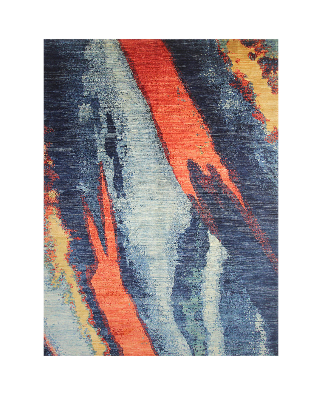 9x12 Navy Blue Modern Afghan Hand knotted Abstract Contemporary Rug - Yildiz Rugs