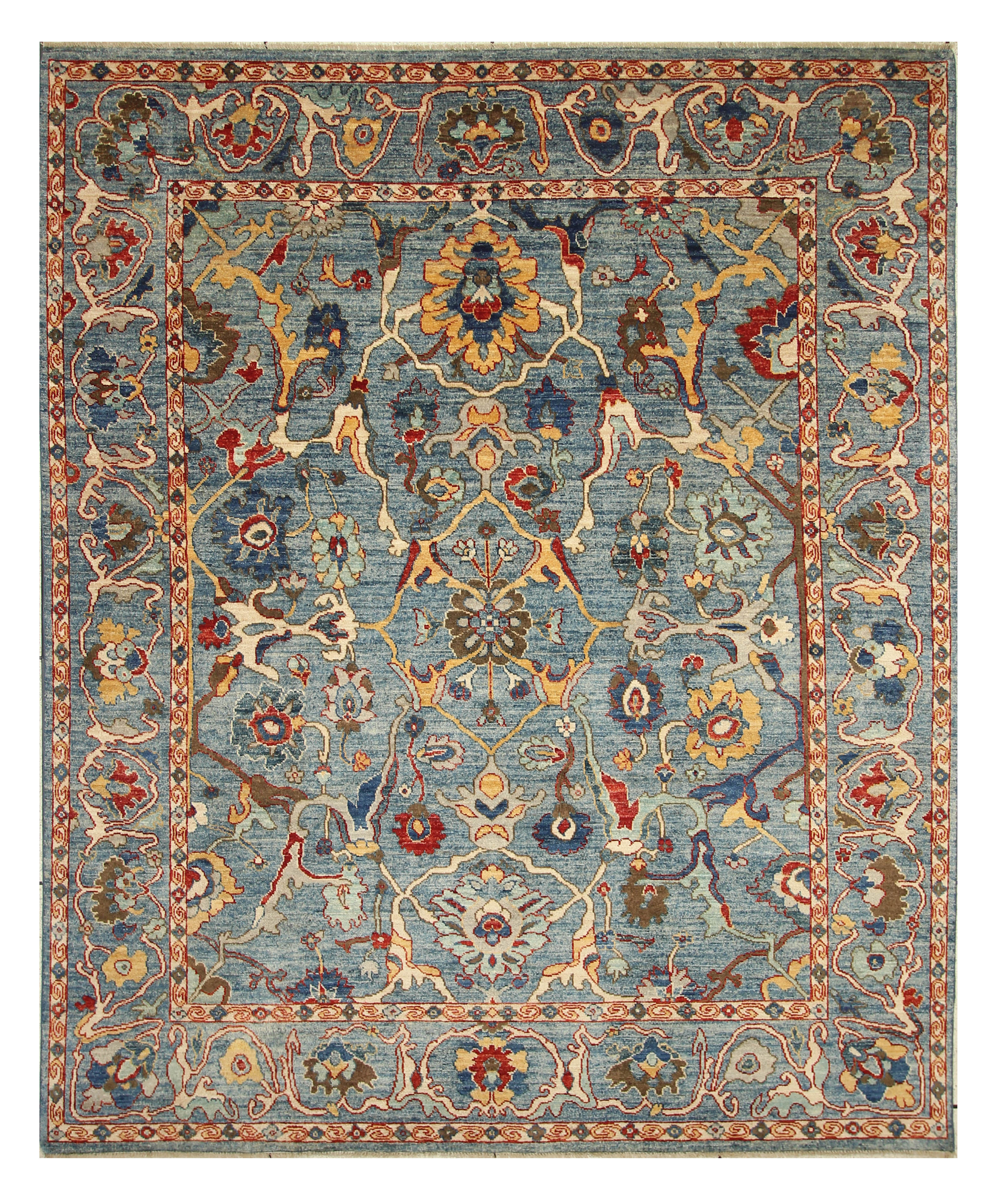 8x10 Blue Oushak Hand knotted Wool Oriental Rug