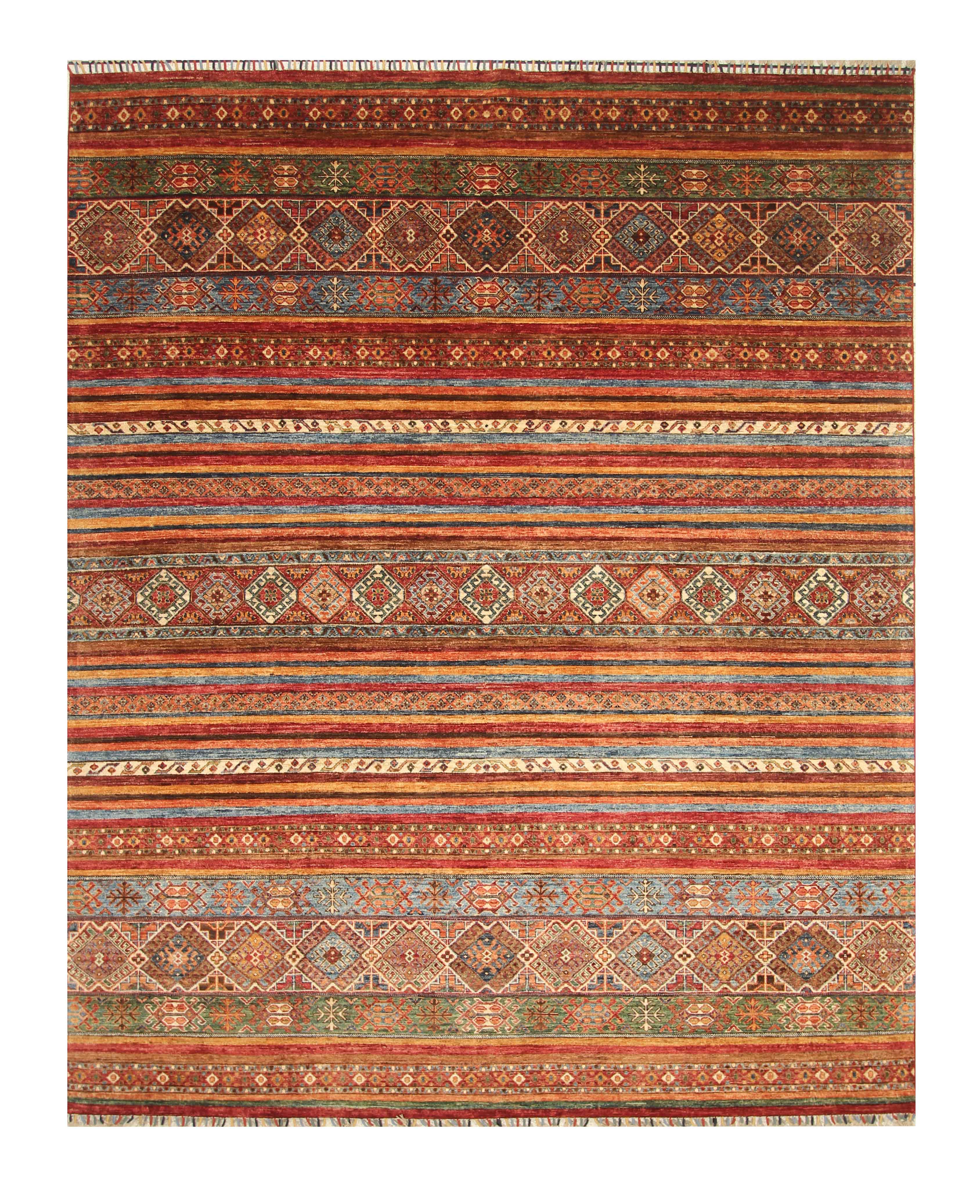 8x10 Red Khorjin Afghan Hand knotted Rug