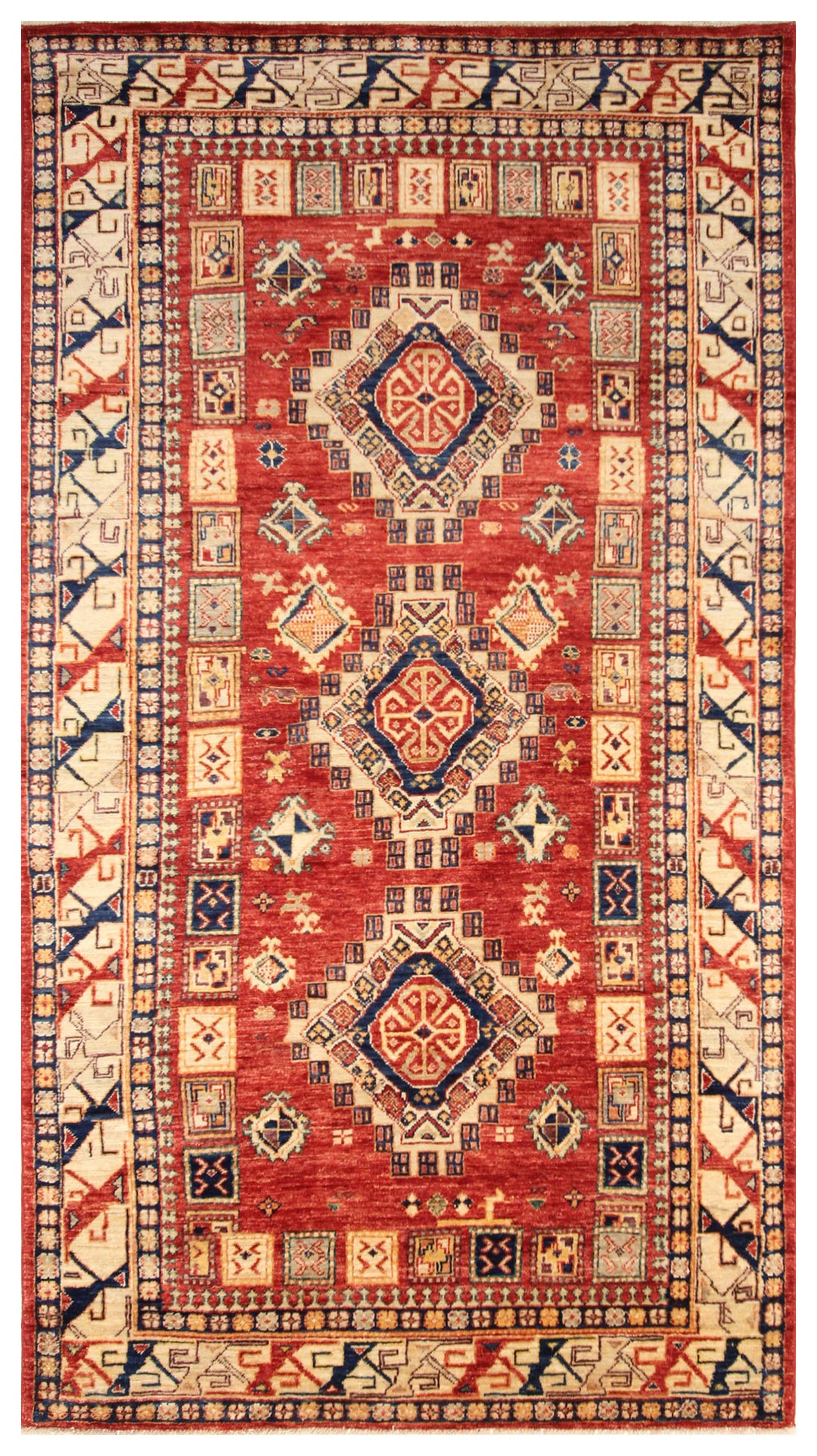 4 x 8 Red Afghan Shirvan Vintage Hand knotted Wide Runner Rug - Yildiz Rugs