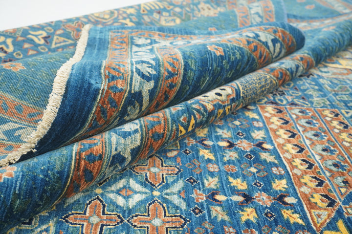 12x18 Dark Blue Mamluk Turkish Hand Knotted Wool Oversize Medallion Rug - Yildiz Rugs