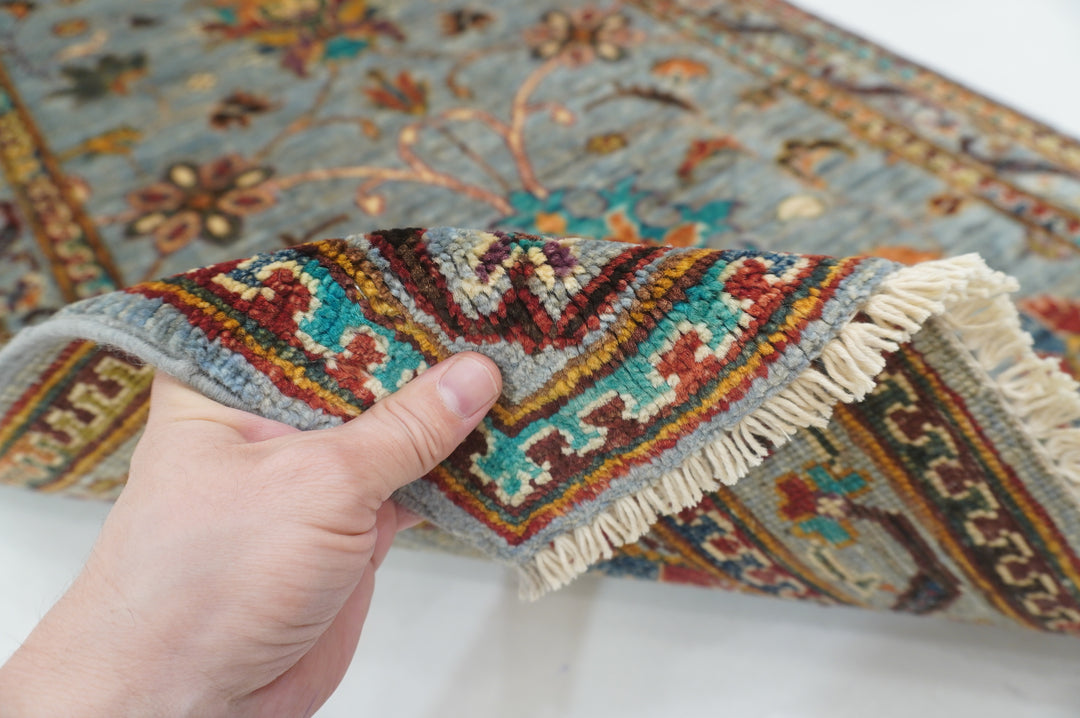 7 ft Gray Waziri Afghan Hand knotted Oriental Runner Rug - Yildiz Rugs