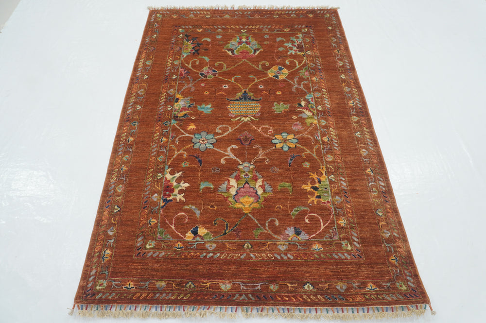 4 x 6 ft Brown Afghan Bidjar hand knotted Wool Oriental Rug - Yildiz Rugs