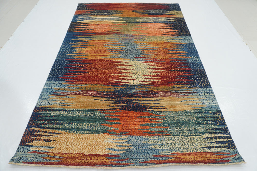 6x9 Modern Multicolor Afghan hand knotted Abstract Gabbeh Rug - Yildiz Rugs