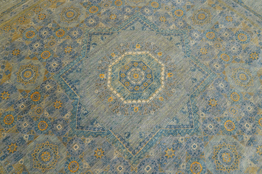 11x11 Blueish Gray Mamluk Hand knotted Large Square Turkish Rug - Yildiz Rugs