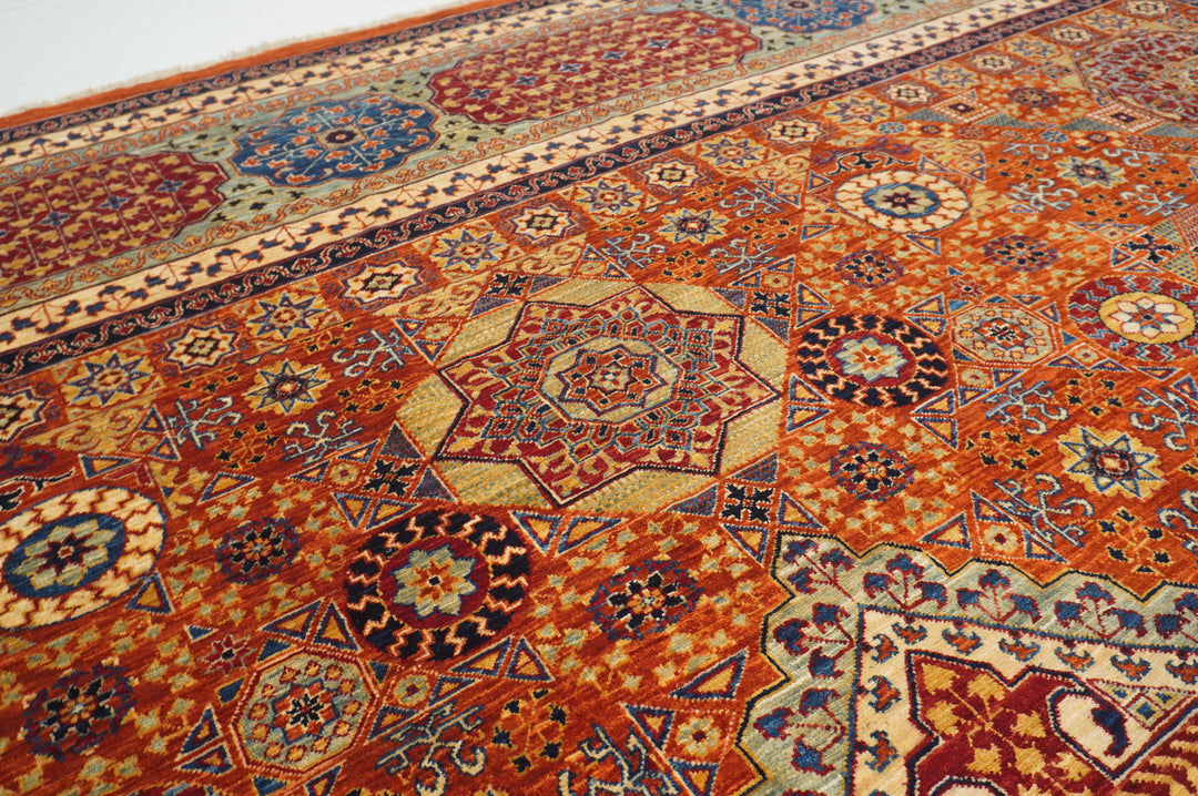 11x11 Orange Mamluk Hand knotted Turkish Square Rug - Yildiz Rugs