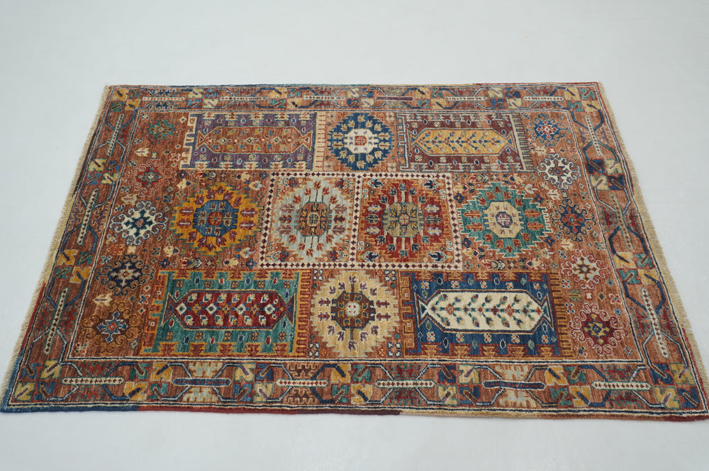 3x5 Brown Baluch Tribal Afghan Hand knotted Area Rug - Yildiz Rugs