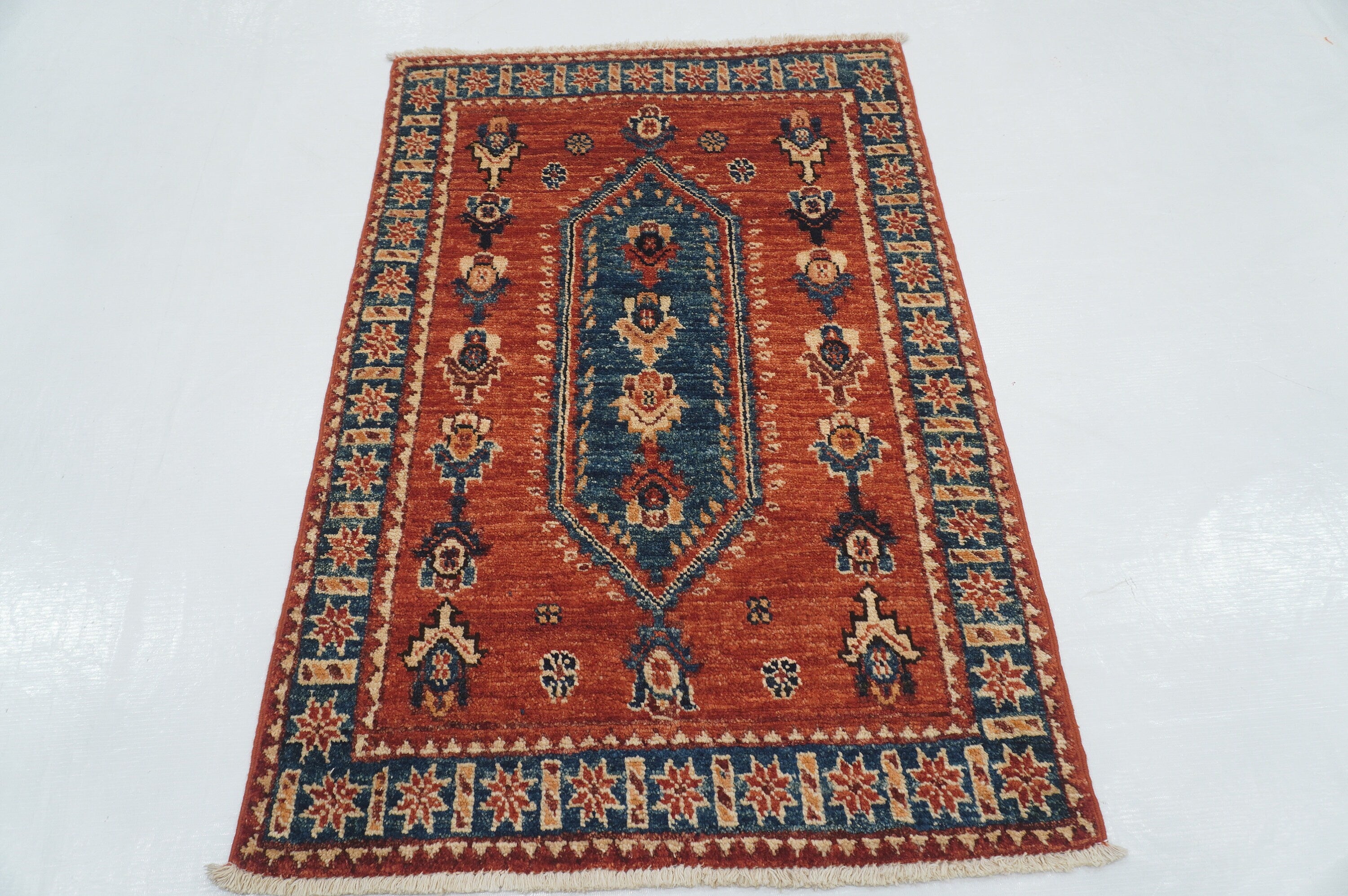 2x3 Red Vintage Baghlani Afghan Hand knotted Accent Rug Yildiz Rugs