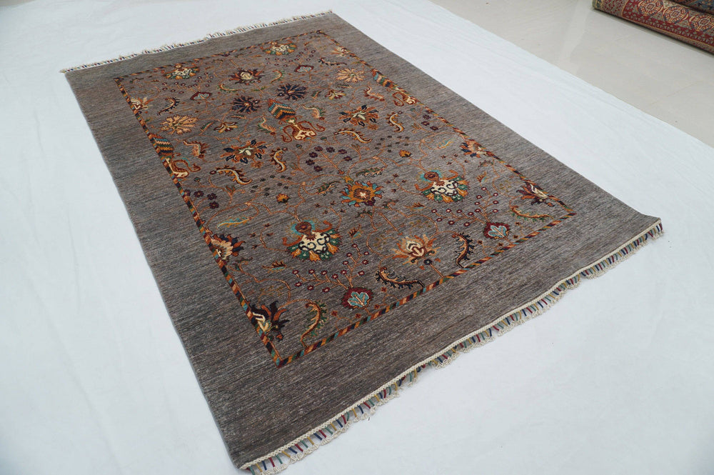 6x8 ft. Gray Turkish Hand knotted Wool Oriental Rug - Yildiz Rugs