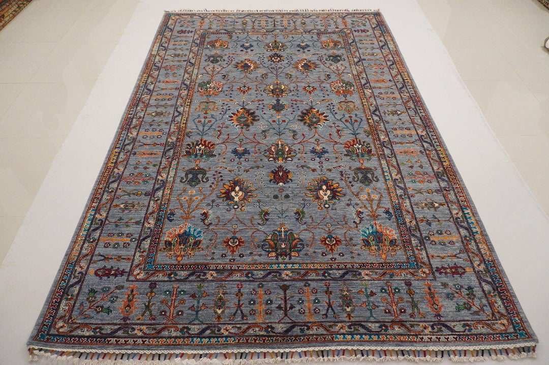 7x10 ft Oriental Blueish gray Persian Handmade Wool Area Rug - Yildiz Rugs