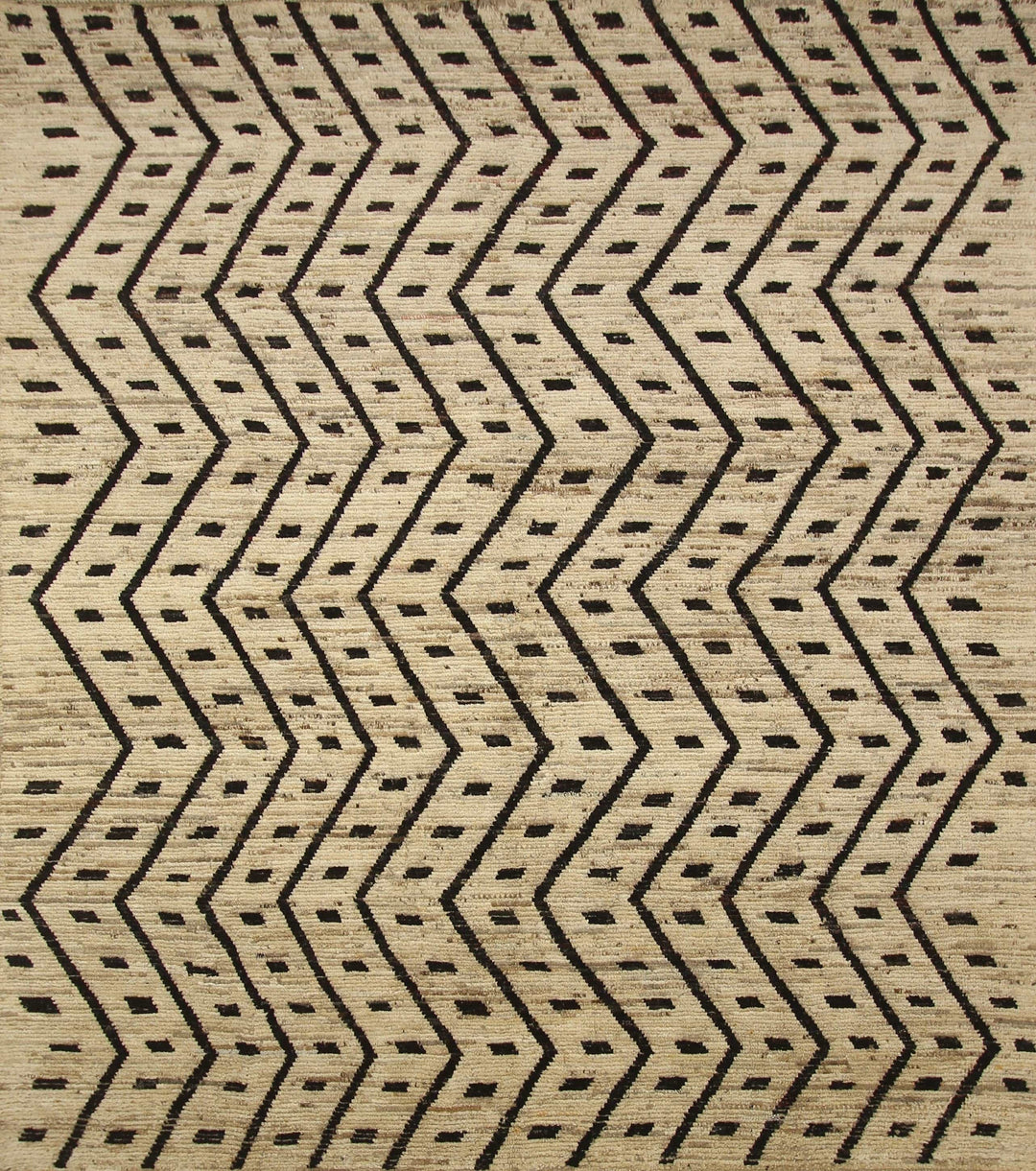 8x10 Berber Beige Black Moroccan Thick Wooly Abstract Beni Ourain Rug - Yildiz Rugs