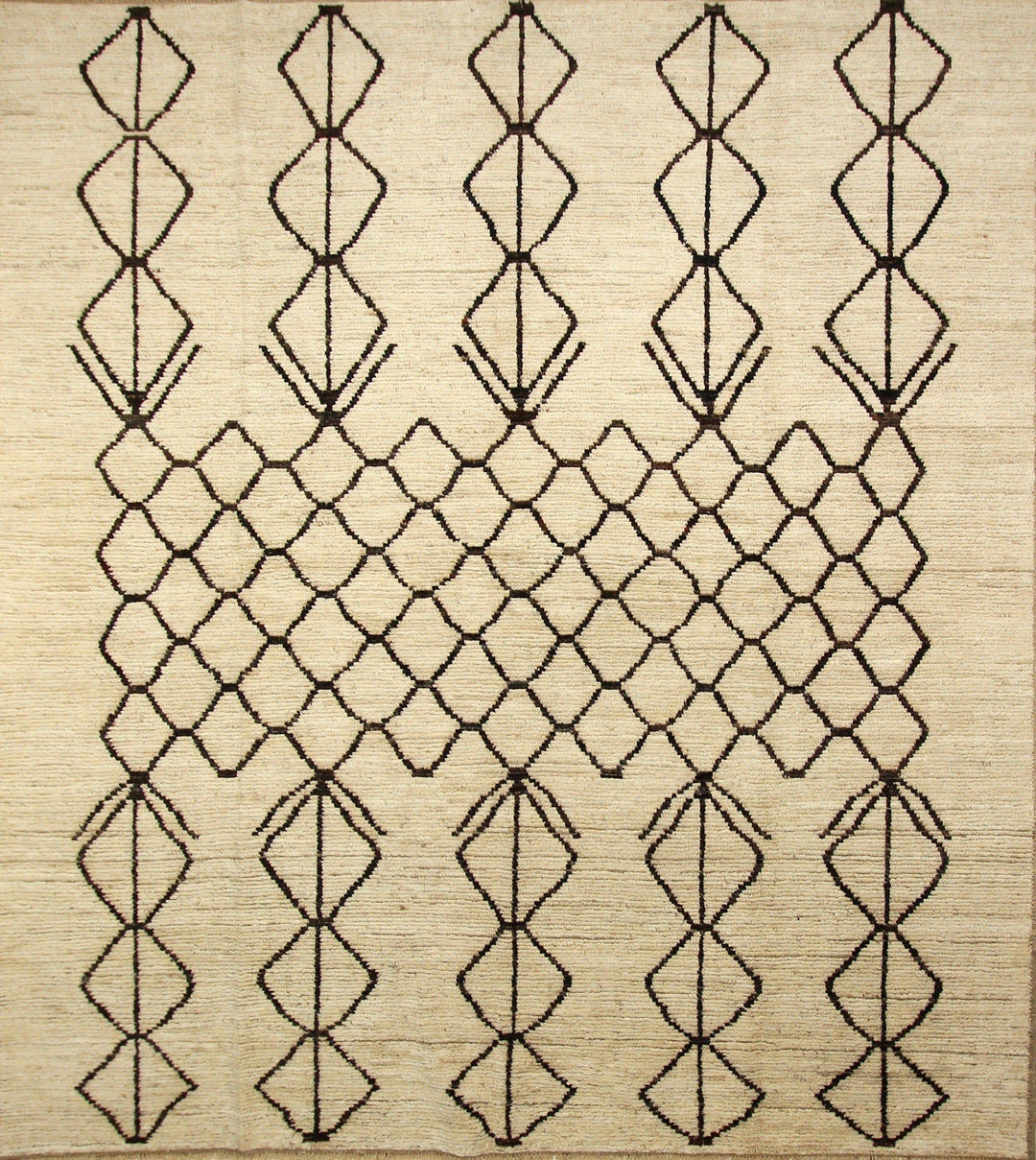 9x10 Berber White Beige Black Moroccan Thick Wooly Veg dye area rug - Yildiz Rugs
