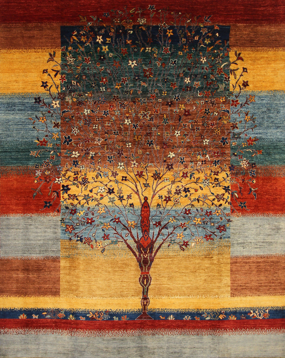 8x10 Tree Gabbeh Multicolor Mystic Tree of Life Hand knotted Rug - Yildiz Rugs