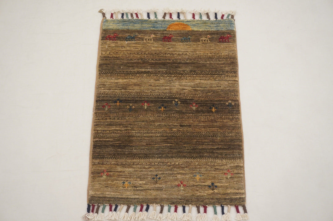 1'5x2'0 Gabbeh Gray Nomadic Persian Hand knotted Small rug - Yildiz Rugs