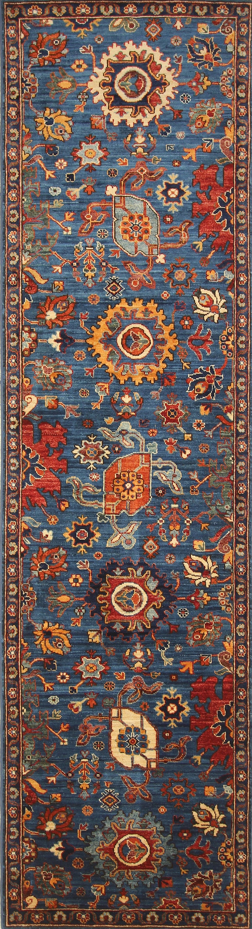 10 ft Bidjar Dark Blue Persian Style Hand knotted Oriental Runner Rug - Yildiz Rugs