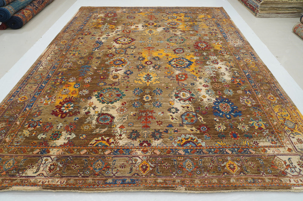 9x12 Brown Modern Bidjar Afghan Hand knotted Oriental rug - Yildiz Rugs