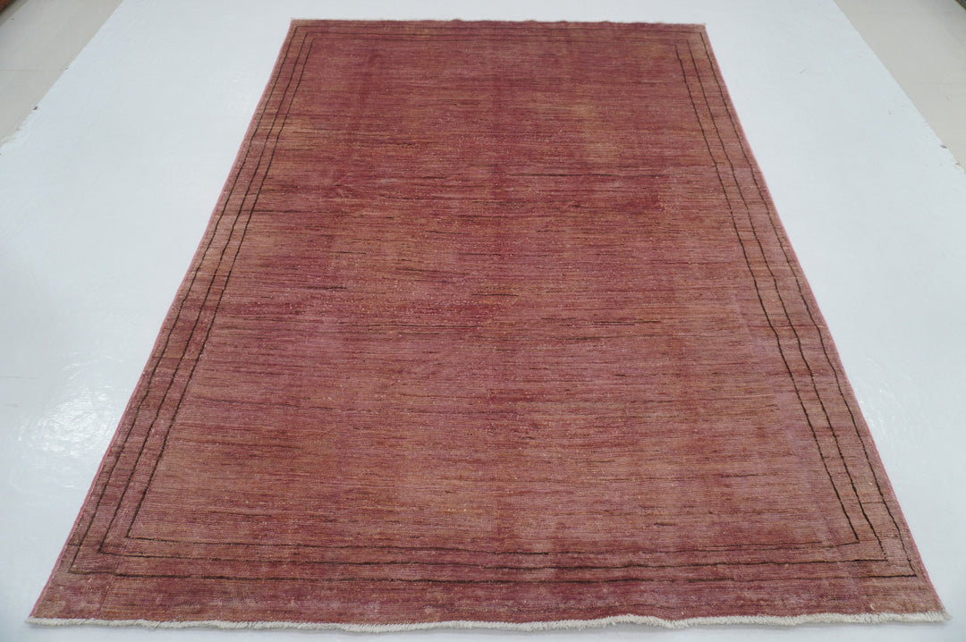 6x8 Solid Pink Overdyed Afghan Hand knotted Rug - Yildiz Rugs
