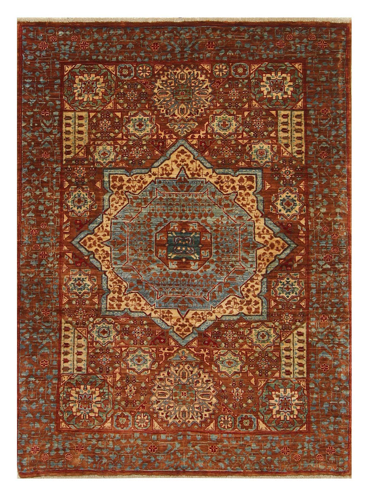 3x5 Brown Mamluk Turkish Hand knotted Medallion Area Rug - Yildiz Rugs