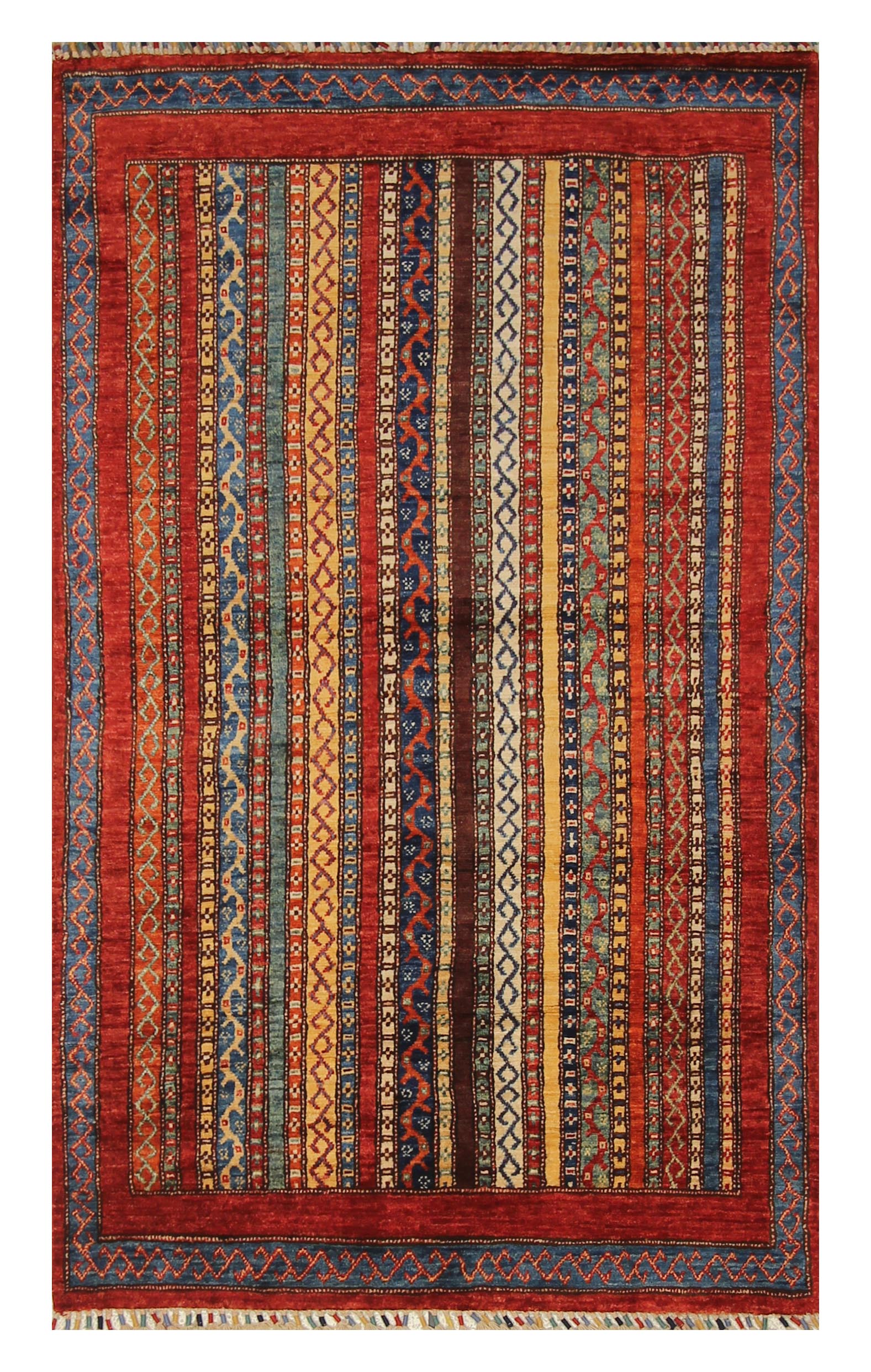 3'5"x5'10" Red Shawl Hand Knotted Tribal Wool Rug - Yildiz Rugs