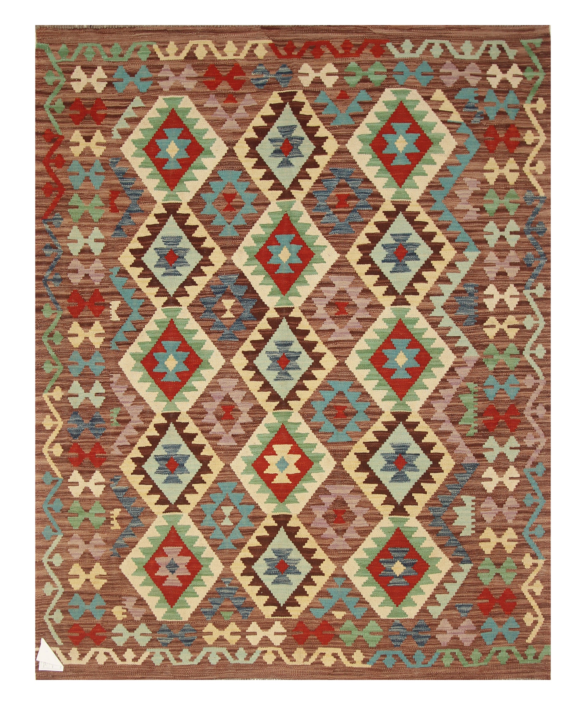 5x7 Purple Afghan Handmade Geometric Kilim Rug