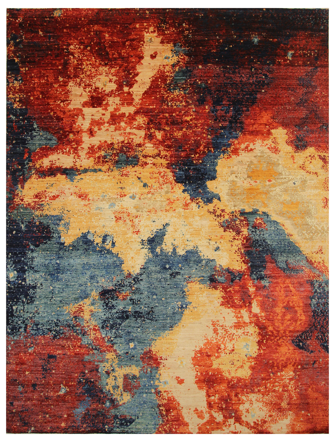 9x12 Multicolor Modern Abstract Afghan Hand knotted Contemporary Rug - Yildiz Rugs