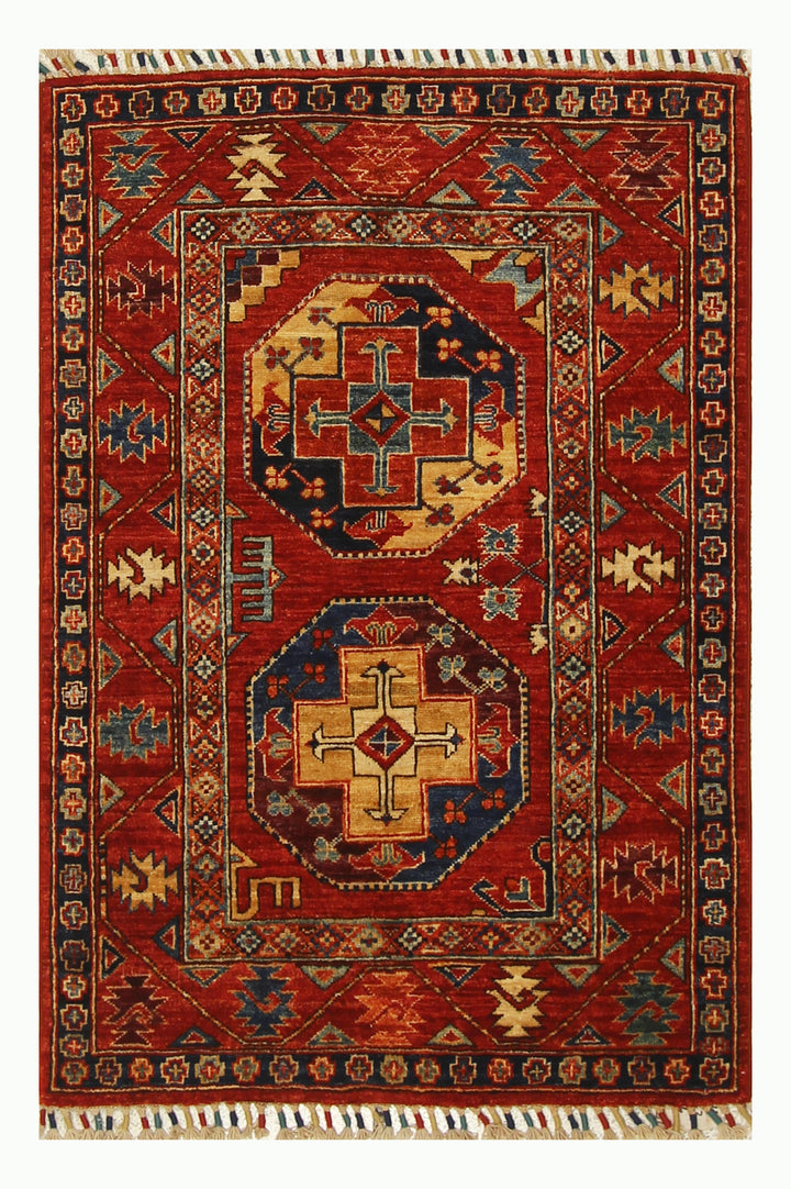 3x4 Red Ersari Hand Knotted Afghan Oriental Rug - Yildiz Rugs