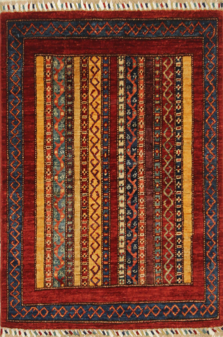 3x4 Red Turkish Style Hand knotted Wool Rug - Yildiz Rugs