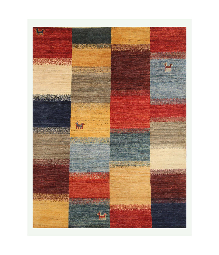 5x7 Nomadic Gabbeh Multicolor Checkered style Afghan Rug