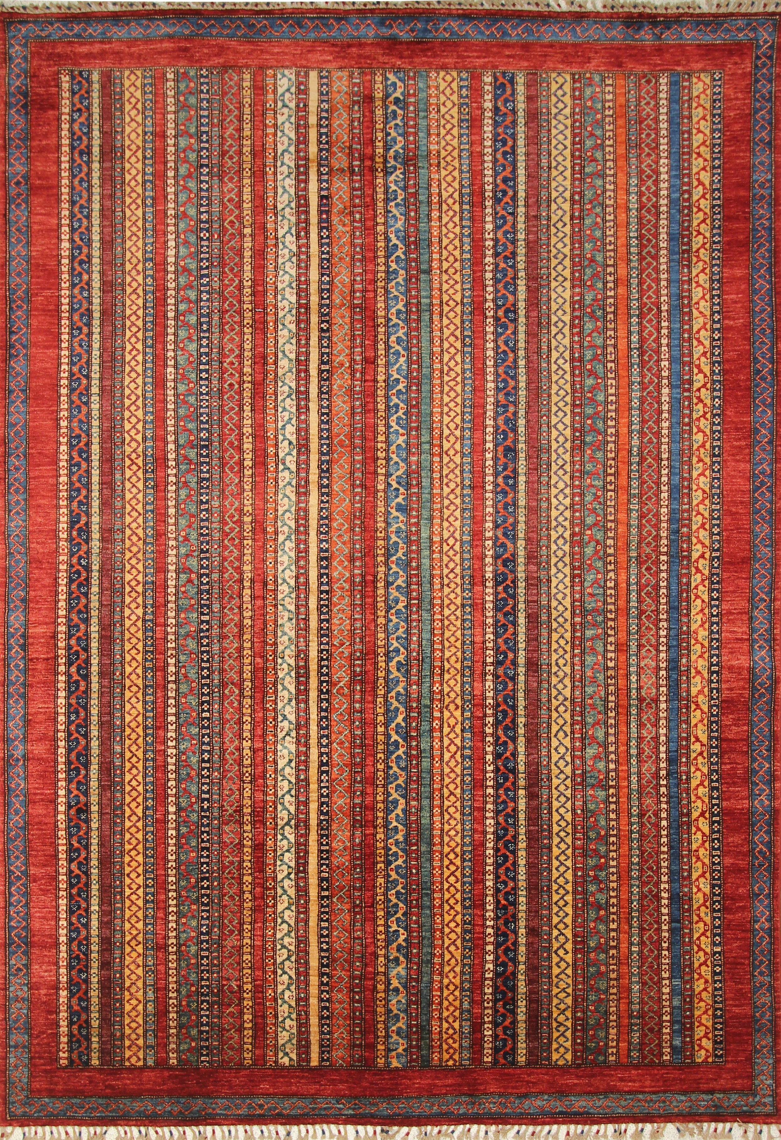 7x10 Red Turkish Style Hand-Knotted Tribal Rug - Yildiz Rugs