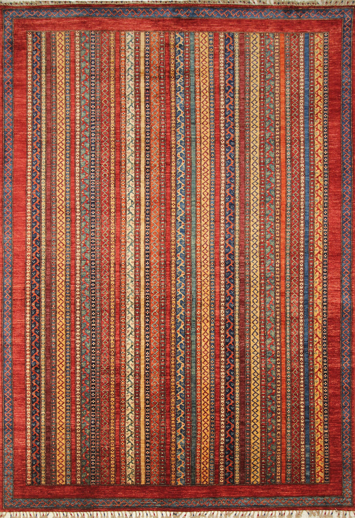 7x10 Red Turkish Style Hand-Knotted Tribal Rug - Yildiz Rugs
