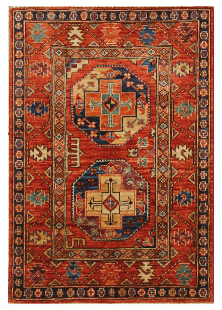 3x4 Red Ersari Hand Knotted Afghan Oriental Rug - Yildiz Rugs