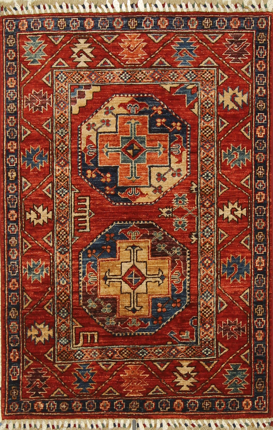 3x4 Red Ersari Hand Knotted Afghan Wool Oriental Rug - Yildiz Rugs