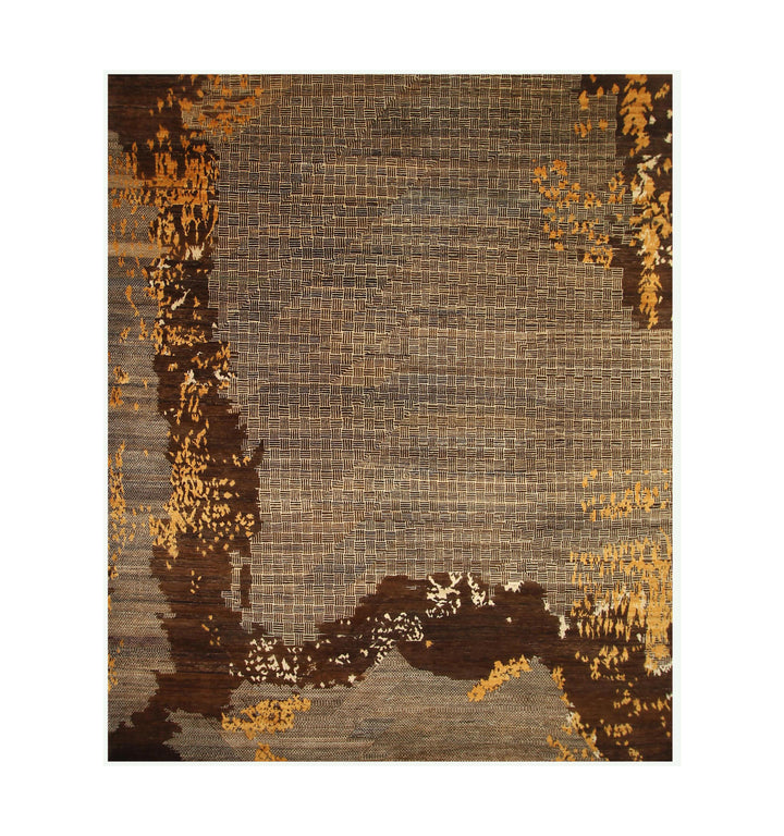 8x10 Brown Afghan Hand knotted Modern Rug