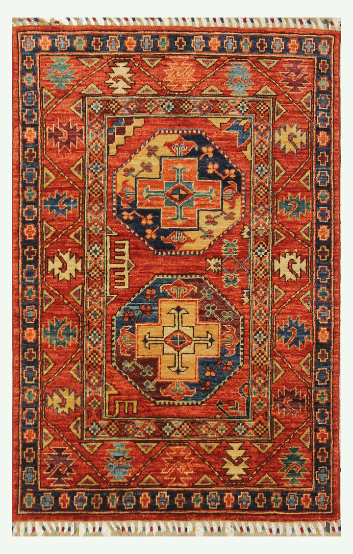 3x4 Red Ersari Hand Knotted Afghan Oriental Rug - Yildiz Rugs