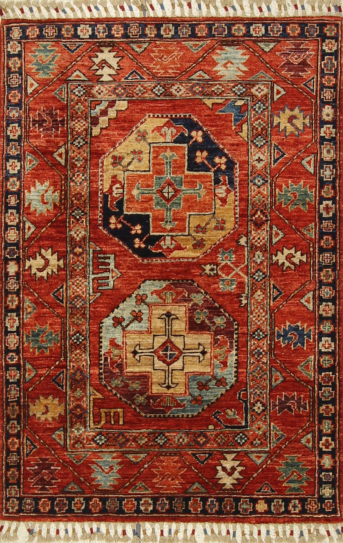 3x4 Red Ersari Hand Knotted Afghan Wool Oriental Rug - Yildiz Rugs