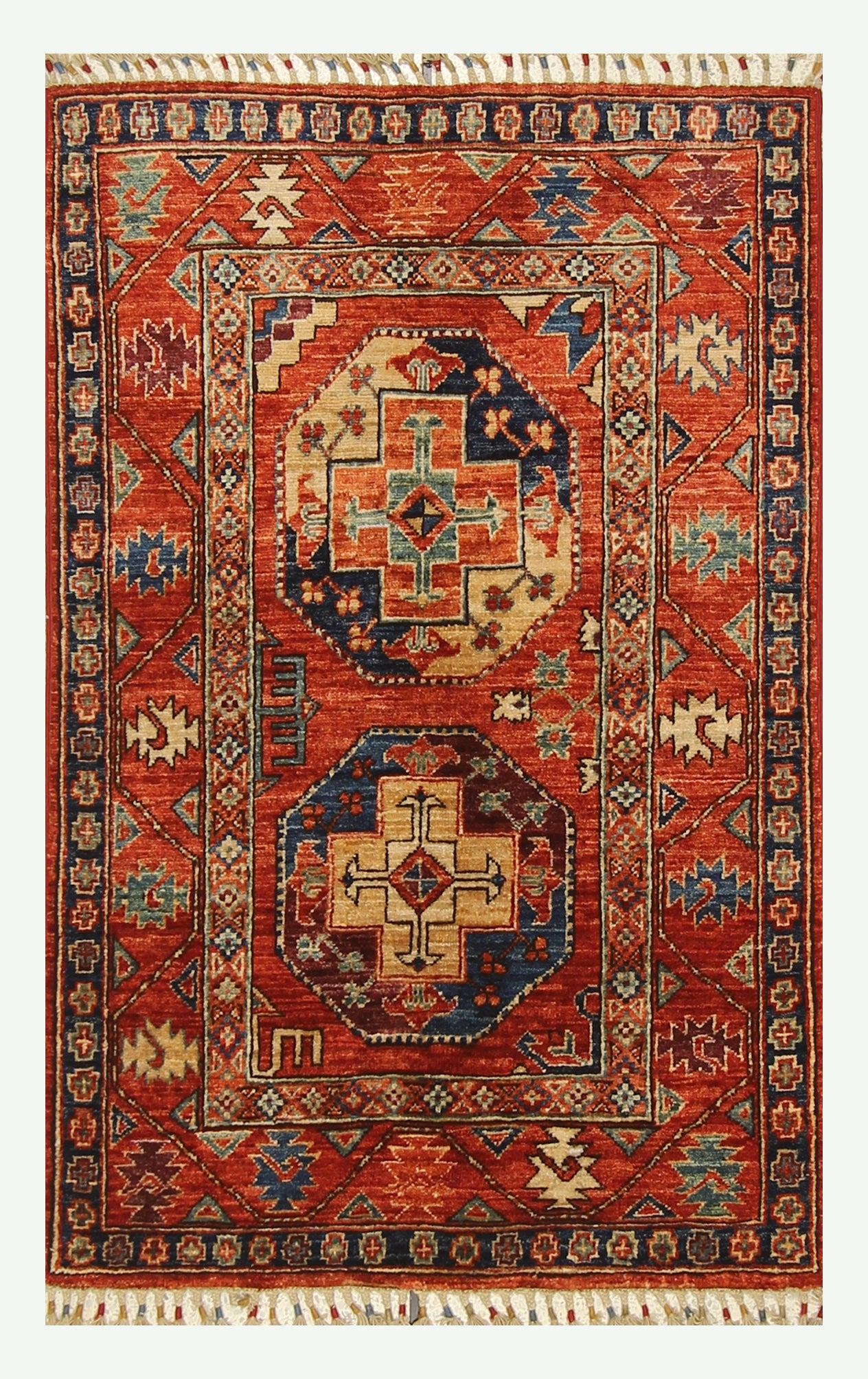 3x4 Red Ersari Hand Knotted Afghan Wool Oriental Rug - Yildiz Rugs