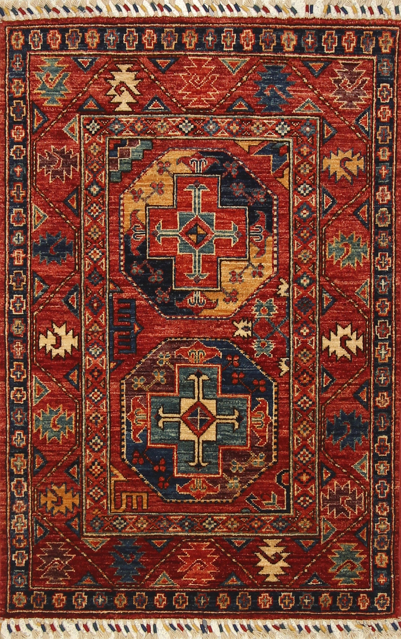 3x4 Red Ersari Hand Knotted Afghan Oriental Rug - Yildiz Rugs