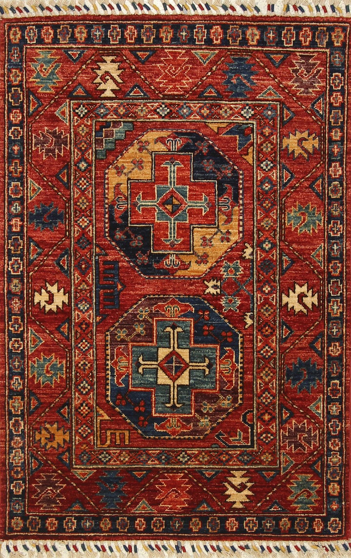 3x4 Red Ersari Hand Knotted Afghan Oriental Rug - Yildiz Rugs