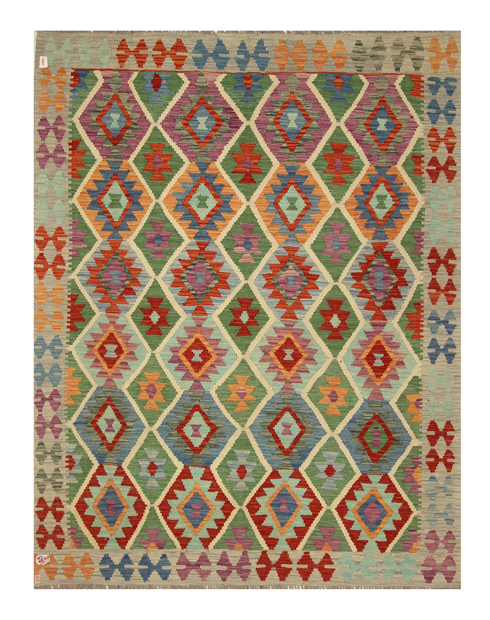 6x8 Multicolor Afghan Handmade Wool Kilim Rug