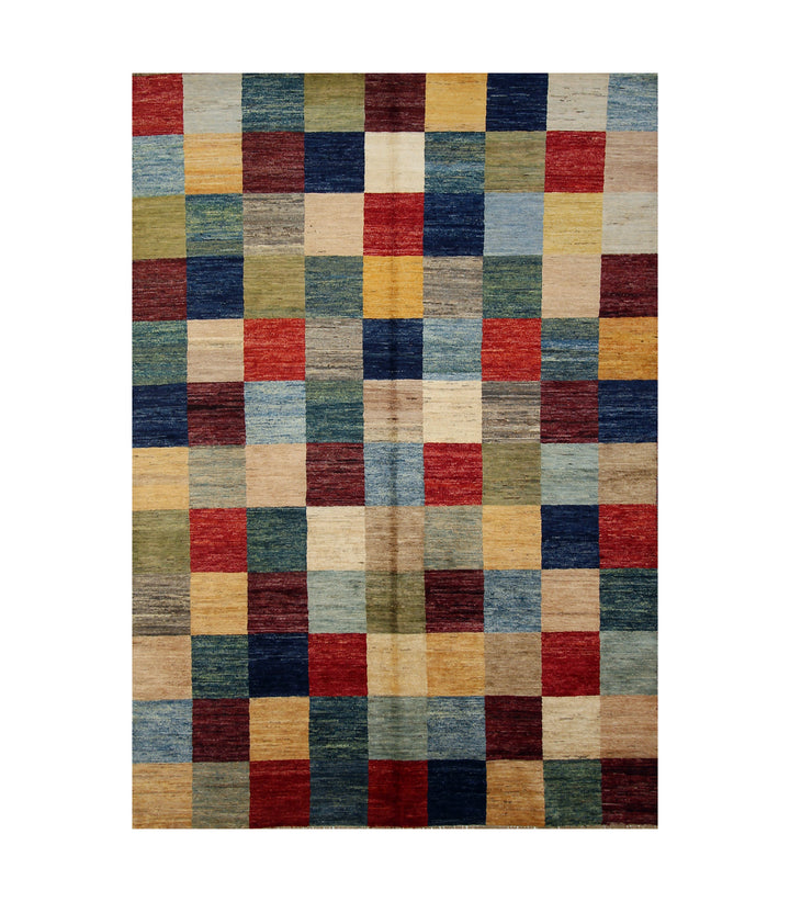 5x8 Checkered Multicolor Gabbeh hand knotted Rug