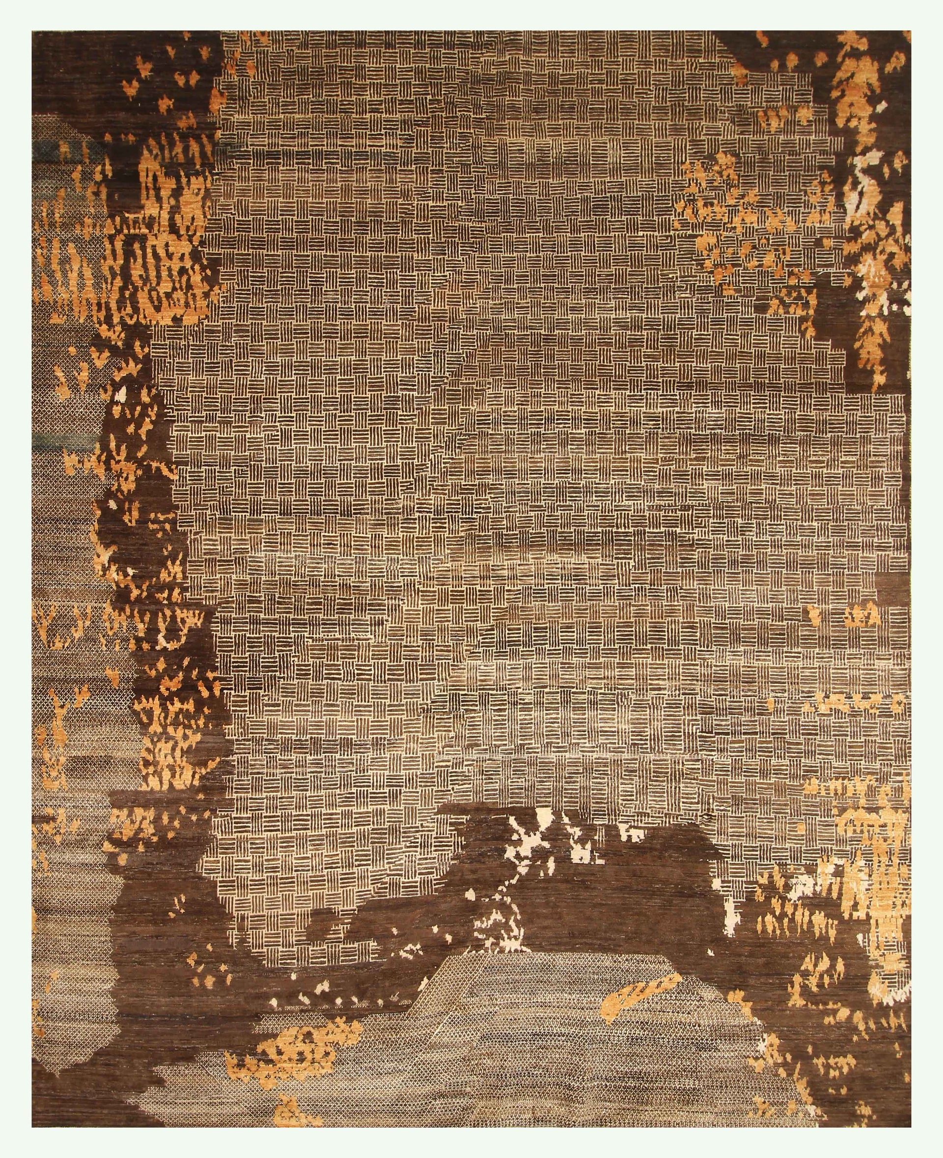 8x10 Brown Afghan Hand Knotted Wool Modern Rug - Yildiz Rugs