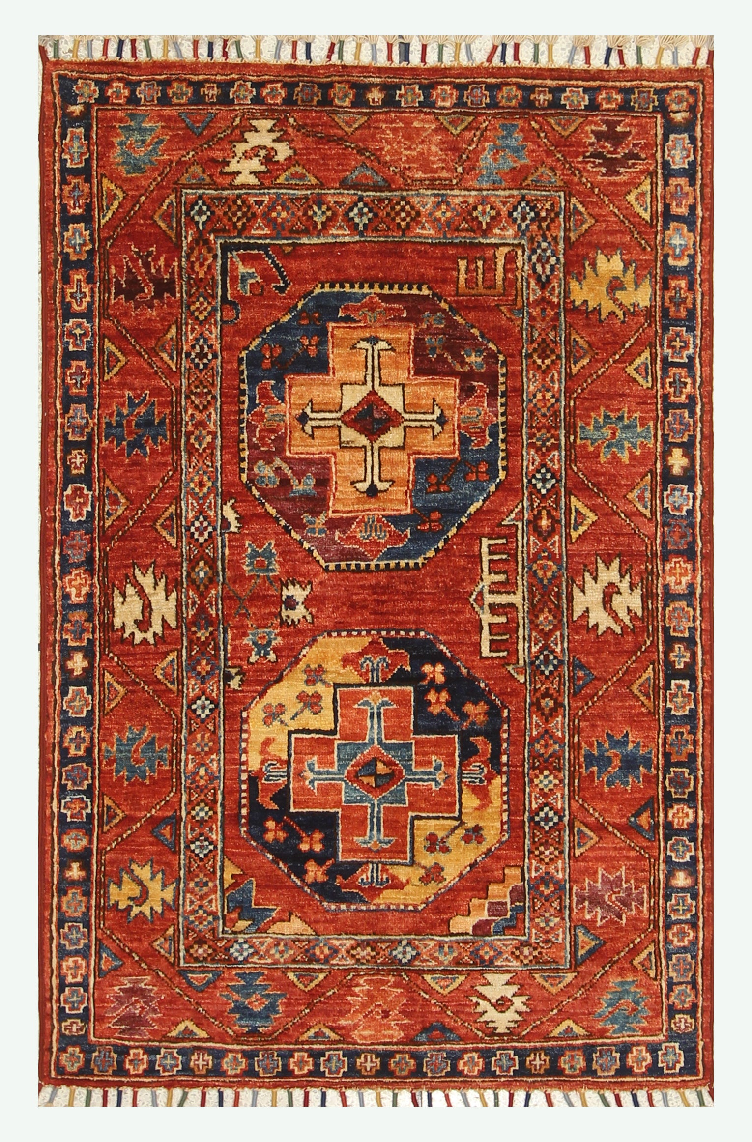 3x4 Red Ersari Hand Knotted Afghan Wool Oriental Rug - Yildiz Rugs