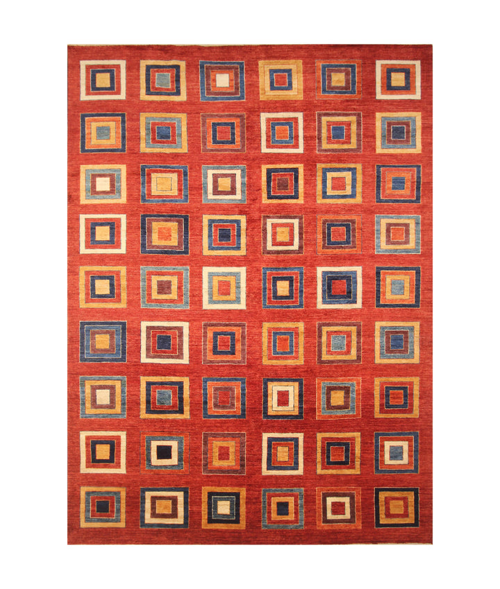 8'2x11'1 ft Red Gabbeh Abstract Afghan Hand knotted Rug