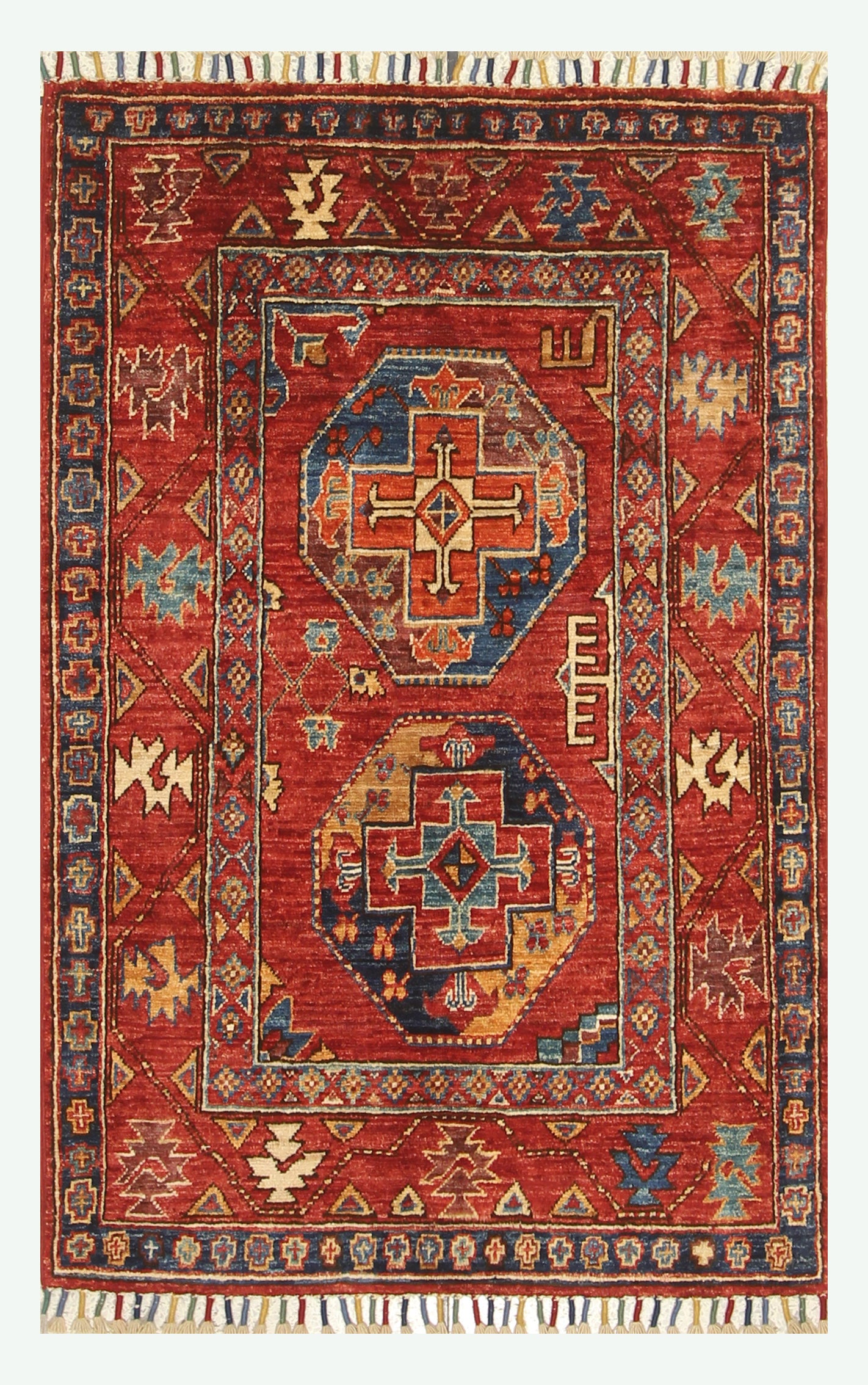 3x4 Red Ersari Hand Knotted Afghan Wool Oriental Rug