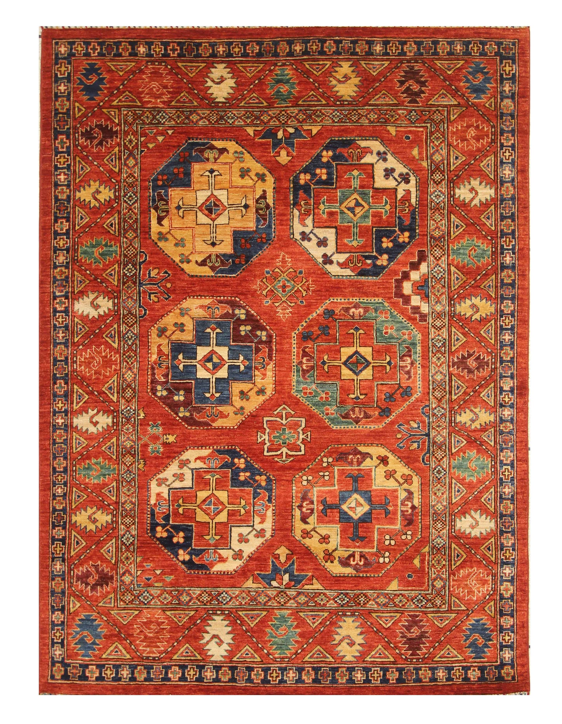 5x7 Red Ersari Afghan Hand-Knotted Turkmen Rug