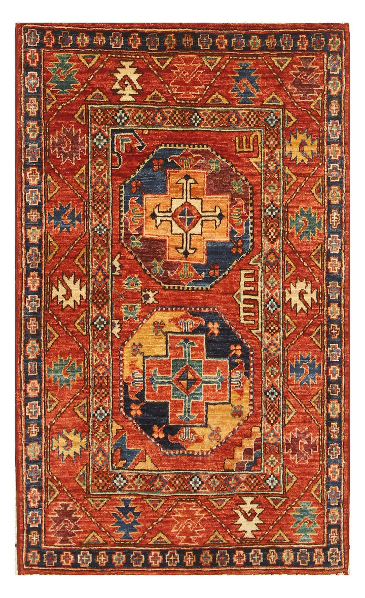 3x4 Red Ersari Hand Knotted Afghan Oriental Rug - Yildiz Rugs