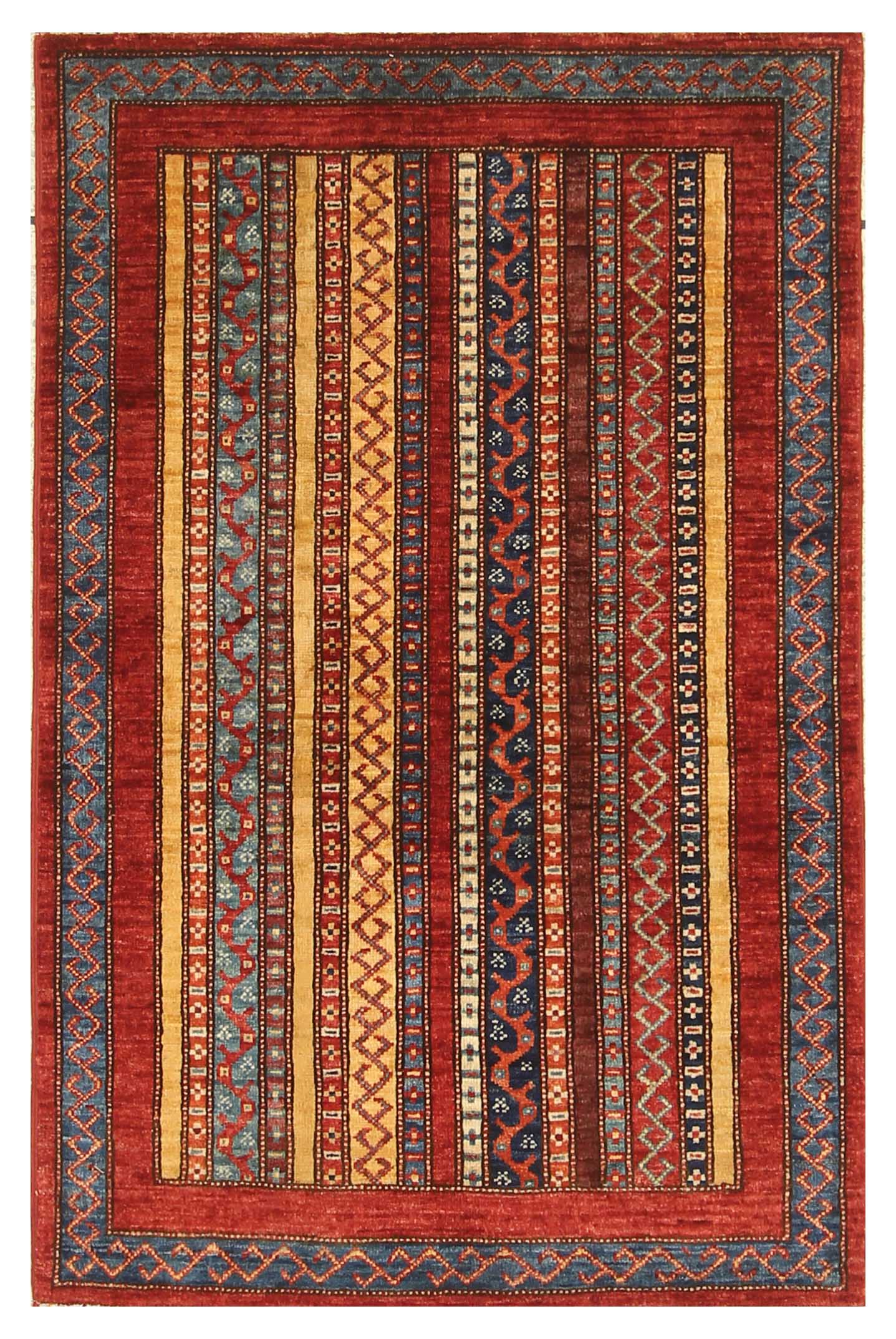 3x4 Red Turkish Style Hand knotted Wool Rug - Yildiz Rugs