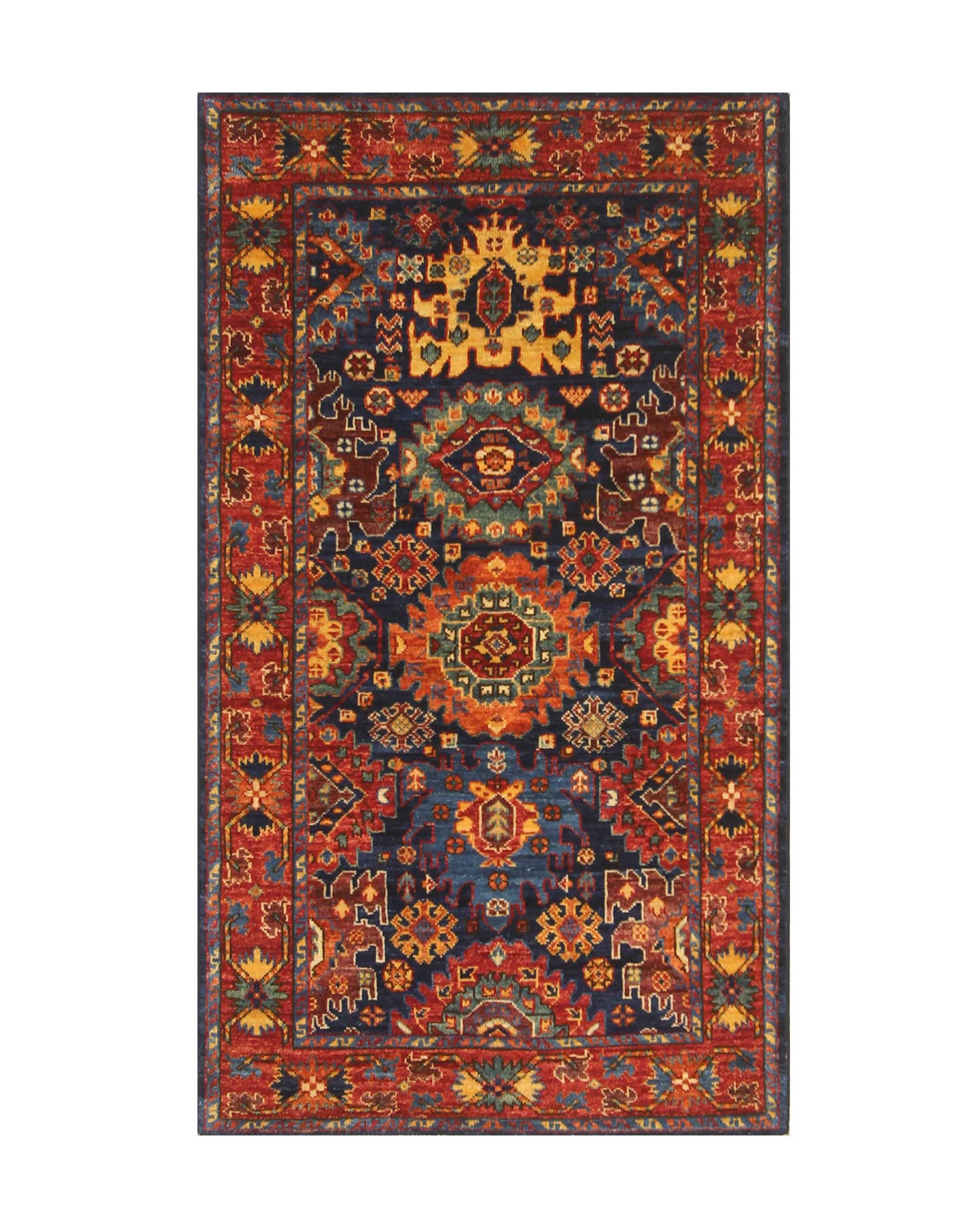 3x5 Navy Blue Baluch Afghan Hand knotted Rug