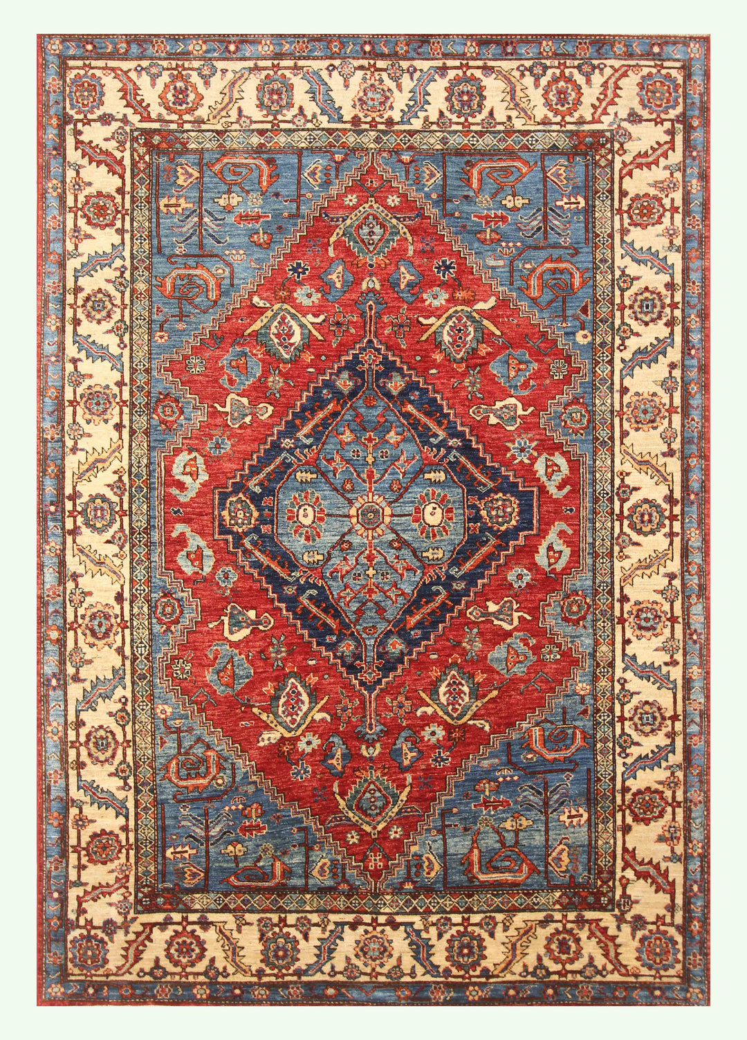 6x9 Red Serapi Afghan Hand knotted Oriental Medallion Rug - Yildiz Rugs