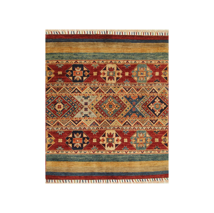 3x4 Red Tribal Afghan Hand Knotted Square Rug